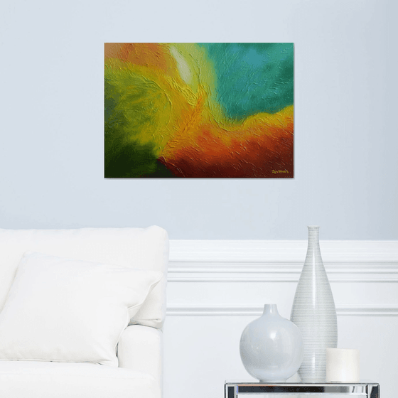Storm Feathers - abstract aerial painting with texture; home, office decor; gift idea