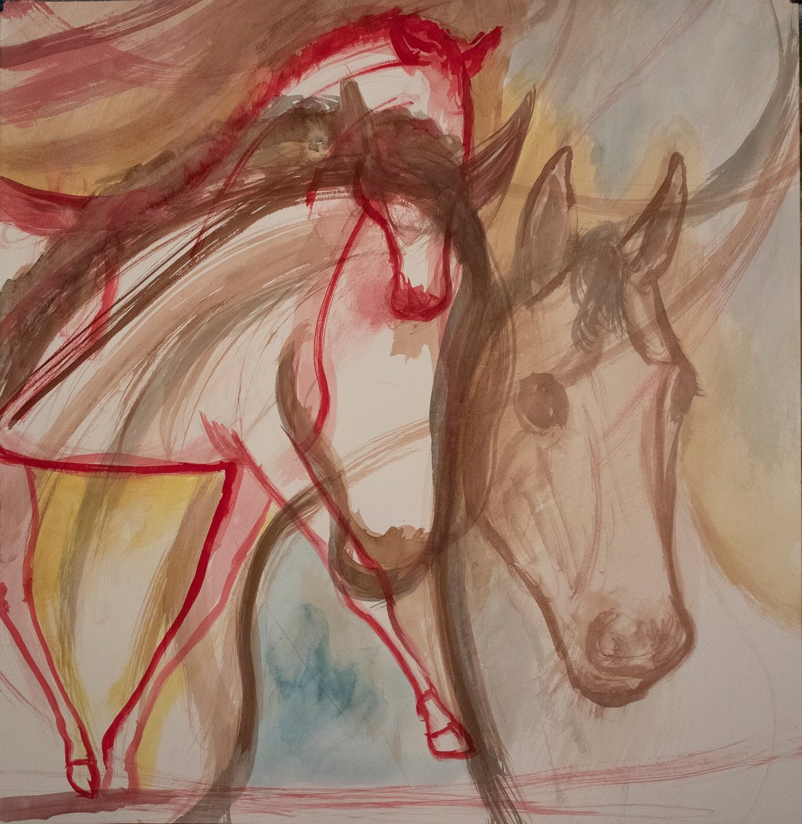 Dressage horses movement, dynamic horse sketch by Ren Goorman
