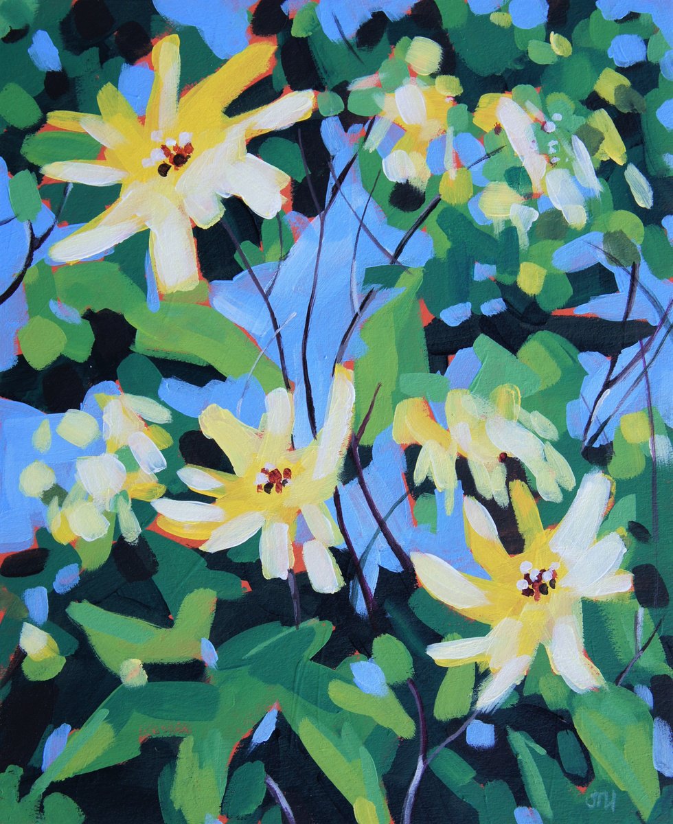 Impressionistic Botanical Acrylic Painting By Irina Plaksina, 8 X 10, The Reflection In Your Eyes, Original Artwork