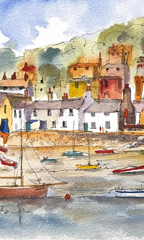 Low tide at Mousehole in Cornwall by Brian Tucker