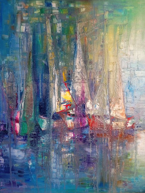 Sails (70x55cm, oil/canvas, abstract portrait)