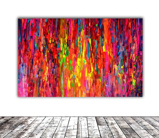 160x100x4 cm Happy Gypsy Girl Dancing Around the Fire 5 - XXXL Huge Modern Abstract Big Painting, FREE SHIPPING - Large Painting - Ready to Hang, Hotel and Restaurant Wall Decoration