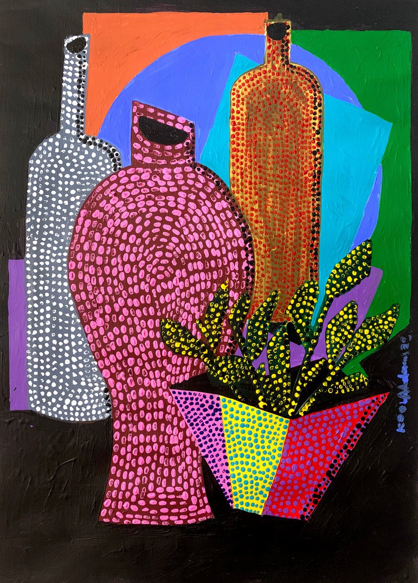 Still Life with Potted Plant by Koola Adams