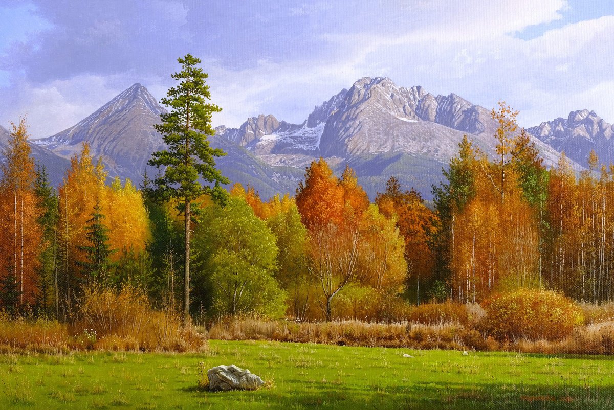 Photorealistic Landscape Oil Painting By Mlynarcik Emil, 24 X 16", Autumn Contrasts, Original Artwork