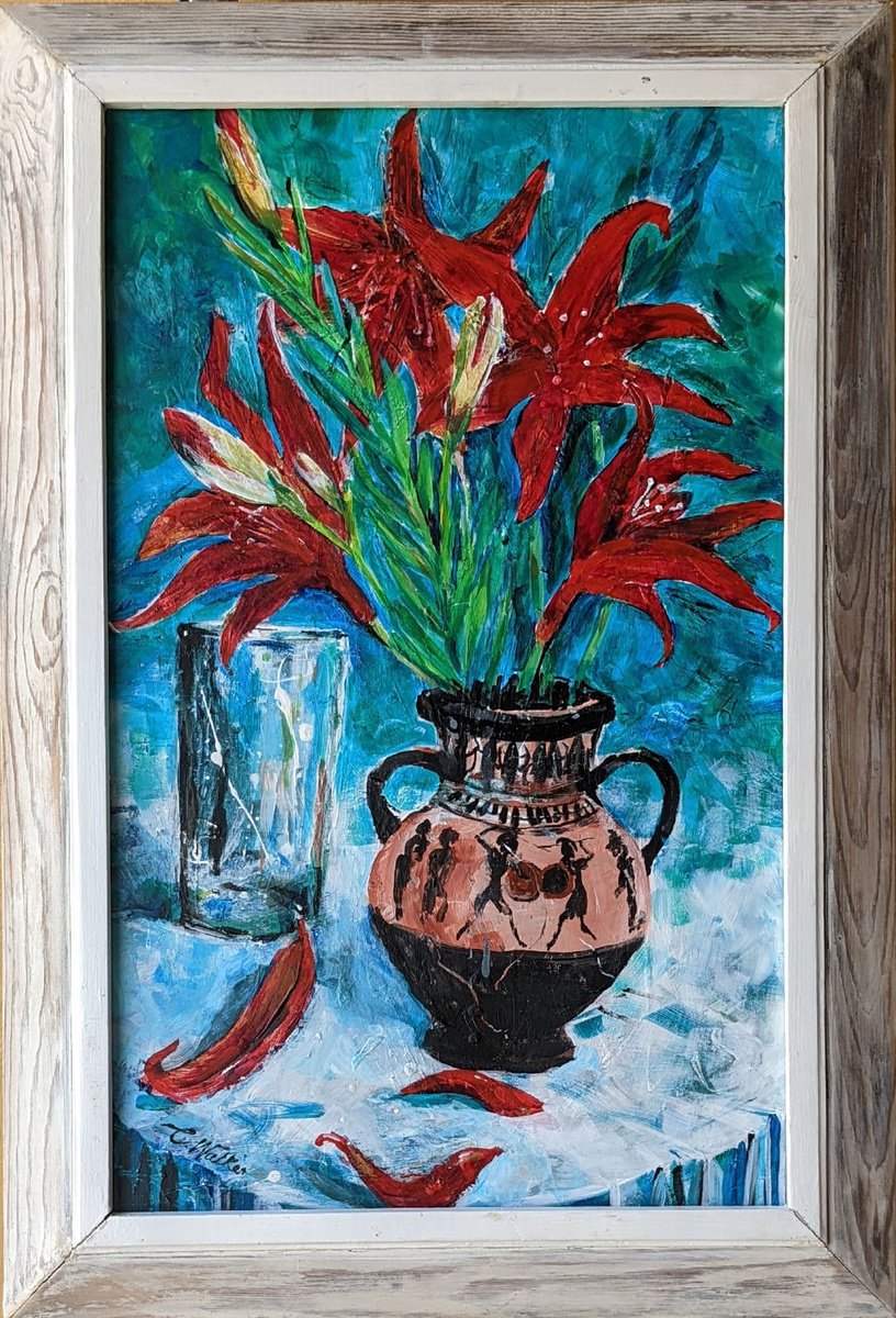 Greek Vase, Roman Glass, French Lilies by Chris Walker