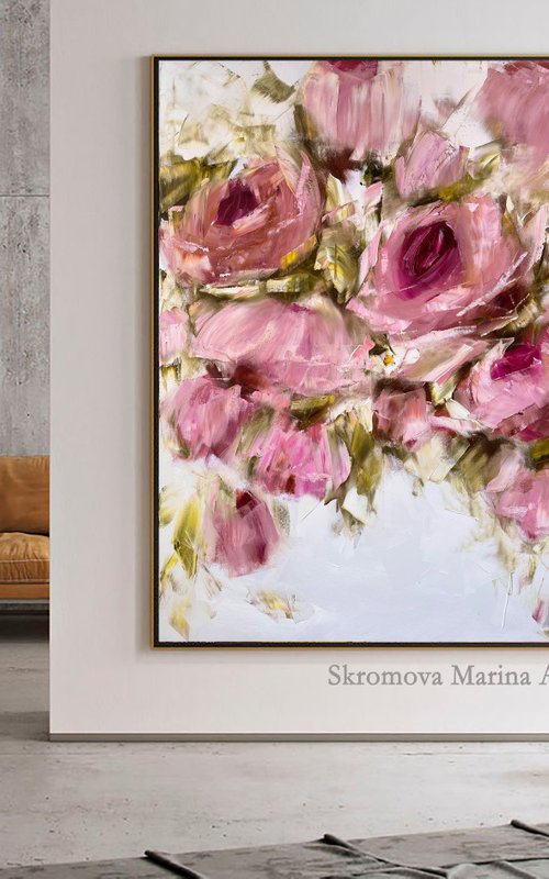 LOVE IN THE GARDEN - Alpine roses. Passionate bouquet. Dark pink. Touch. Spikes. Attraction. Charm. by Marina Skromova