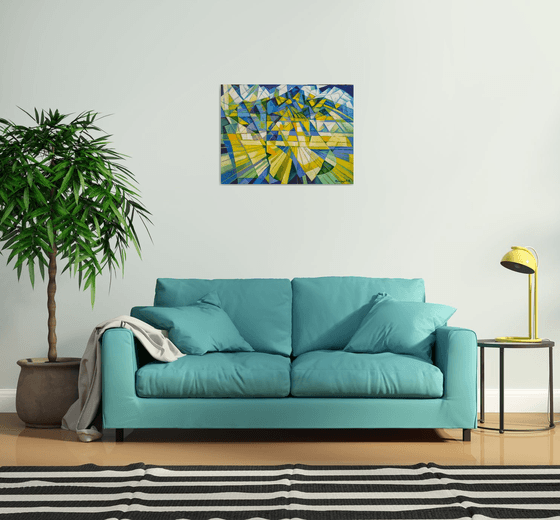 Cubism - Mountains - 3 (60x80cm, cubism, oil painting, ready to hang)