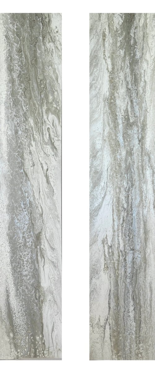 Voile — Neutral Abstract Diptych by Kseniia Turik