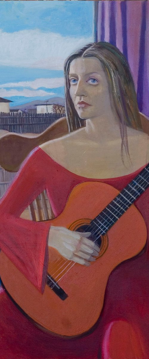 Self Portrait with Guitar by Anastasia Kondratovich