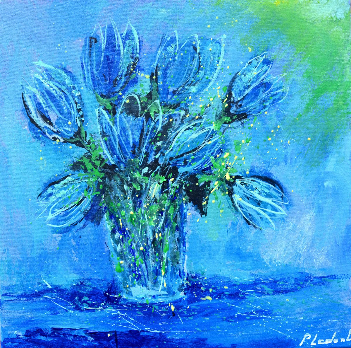 Blue Tulips By Pol Henry Ledent, 16 X 16, Artwork For Sale On Artfinder