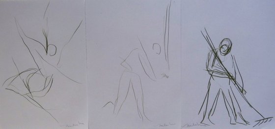 Three Gardening sketches, 21x29 cm - affordable & AF exclusive !