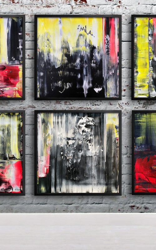 "It Takes A Village" - Save As A Series - Original PMS Large Abstract Six Panel Acrylic Paintings On Plexiglass and Wooden Panel, Framed - 78" x 52" by Preston M. Smith (PMS)