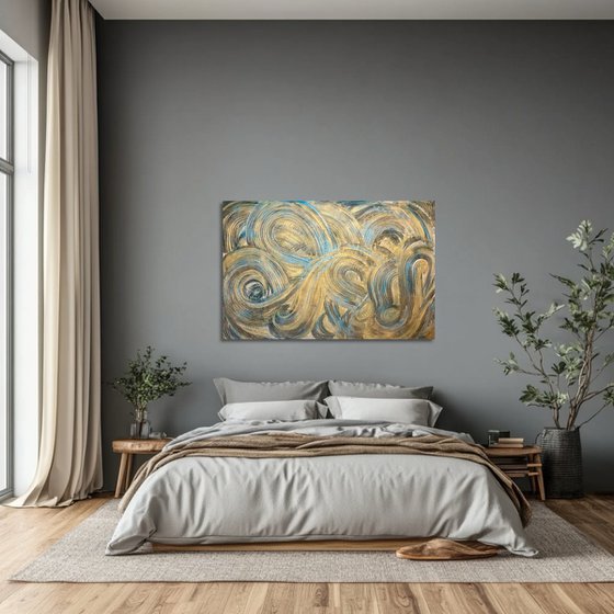 Golden waves 80x120x2 cm