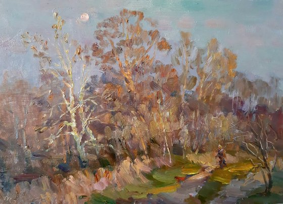 Oil painting Autumn in the forest