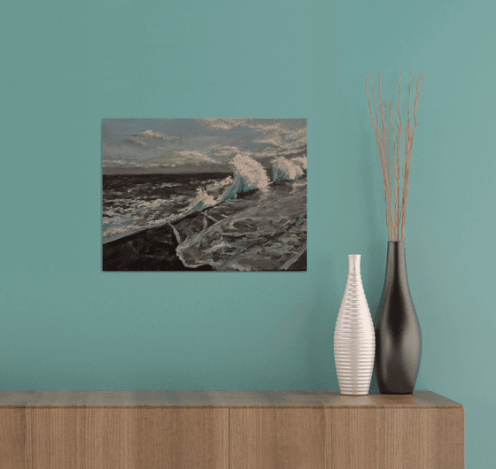 Sea, I will not forget your beauty realistic ocean painting Crashing waves realistic ocean oil painting Aivazovsky inspired nautical oil art oil seascape living room wall art marine painting, nautical art 100% Hand Painted