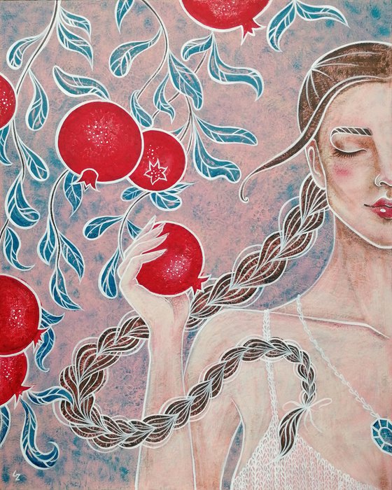 Children of the Sun | 40*50 cm | Girl with pomegranates