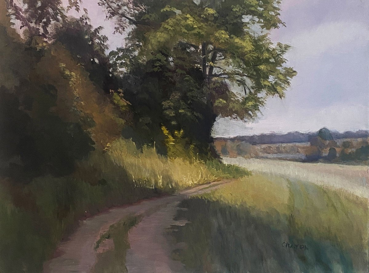 Impressionistic Landscape Oil Painting By Dennis Crayon, 16 X 12, Access Road, Original Artwork