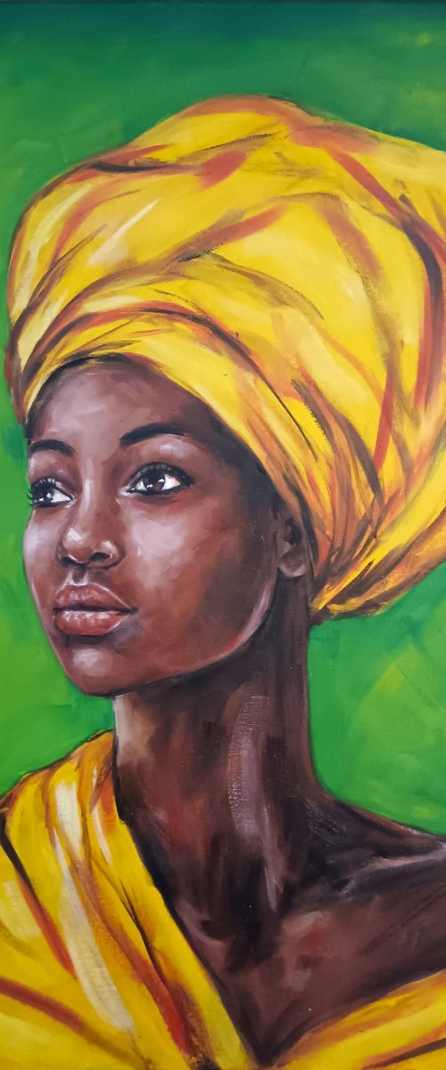 African Beauty - yellow scarf by Mateja Marinko