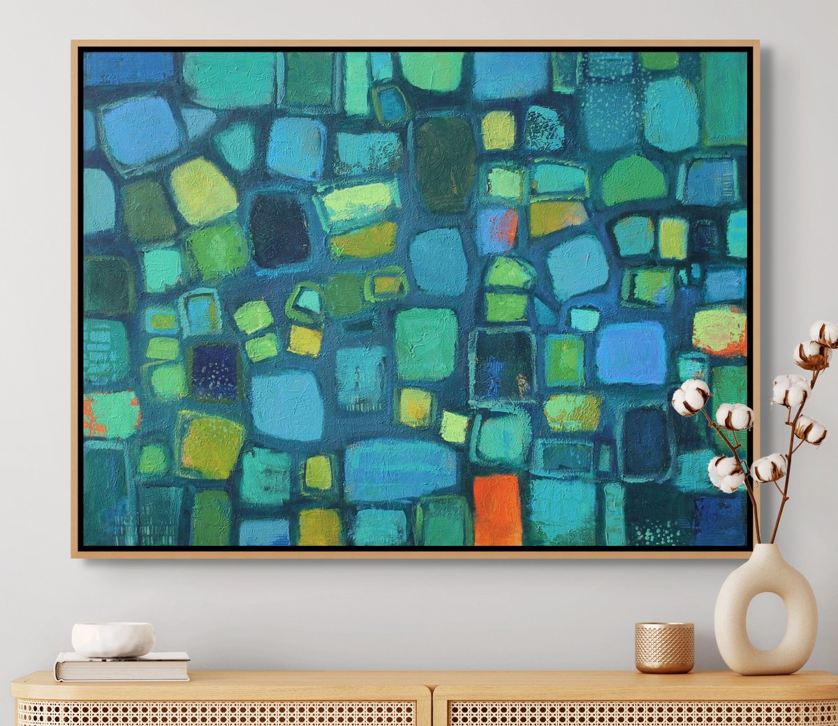 Organic Abstract Acrylic Painting By Sage Mountain Studio, 40 X 30", A Night On The Town, Original Artwork