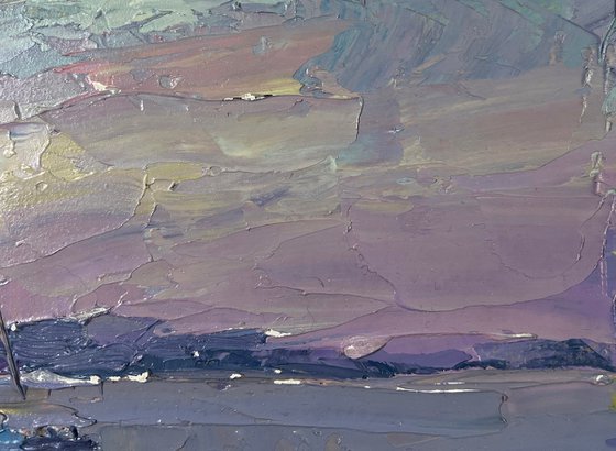 Yacht in the Colors of the Evening Sky