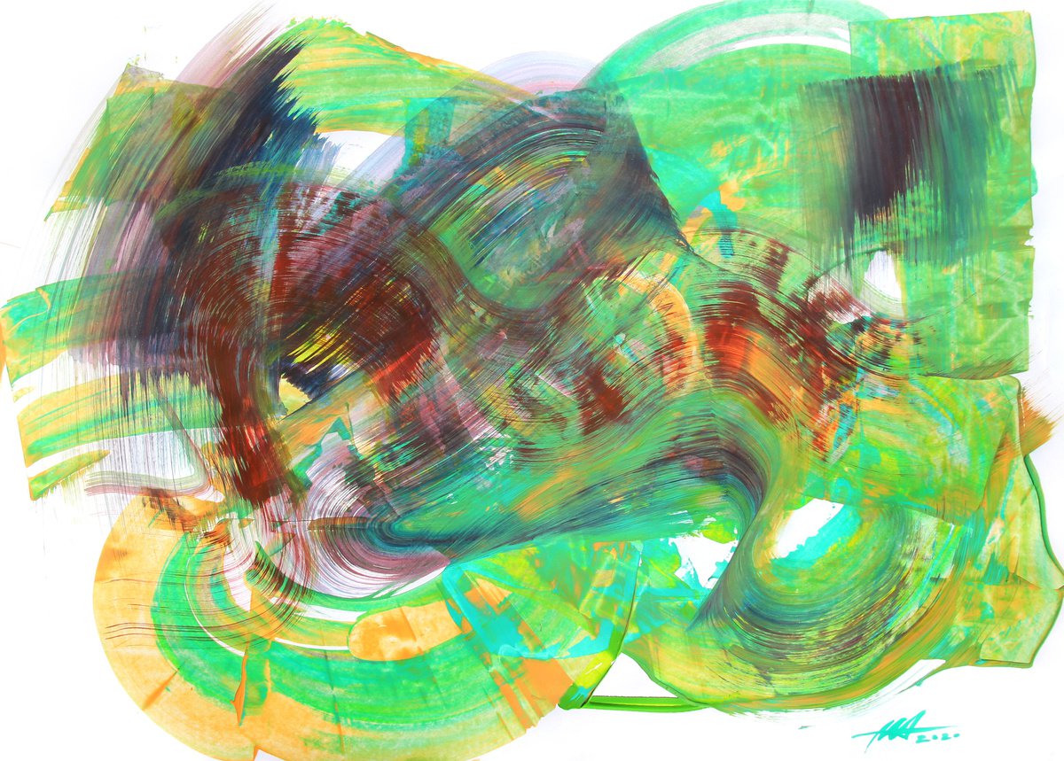 Expressive Abstract Acrylic Painting By Anatoliy Menkiv, 33 X 24, #44 Metaphysics Series, Original Artwork