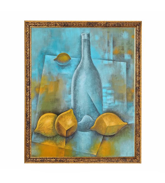 Blue Still Life With Lemons