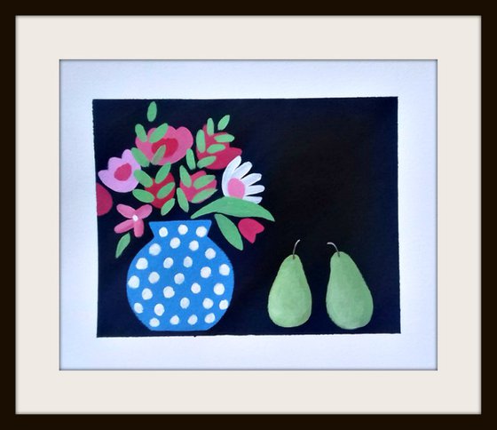 Flowers and 2 Pears