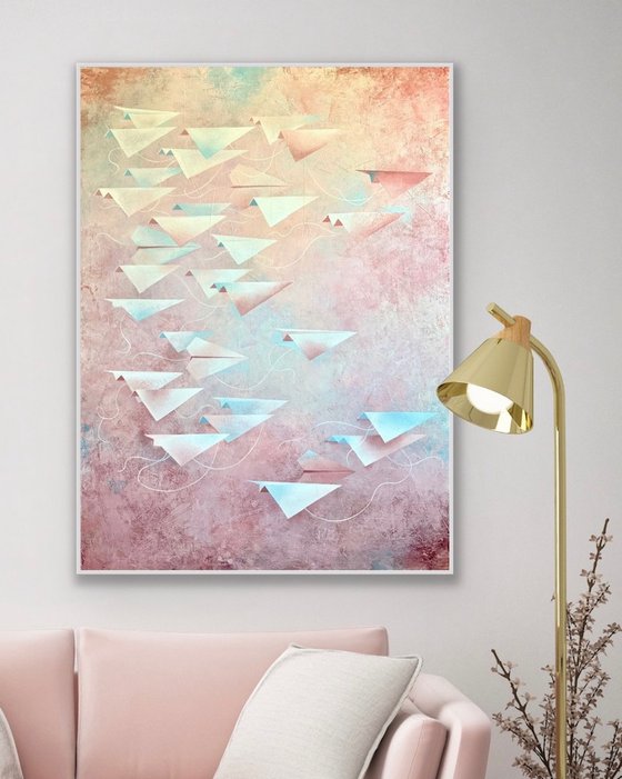 Paper Dreams in the Pink Sky, Origami # 1