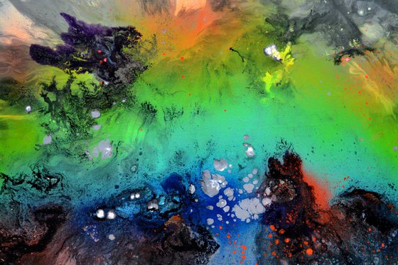 160x100x4 cm, Astral Love 8, Extra Large Abstract Painting, Large Fluid Painting