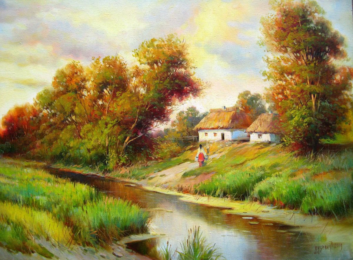 Photorealistic Landscape Oil Painting By Vladimir Lutsevich, 22 X 16", Love Nature, Original Artwork