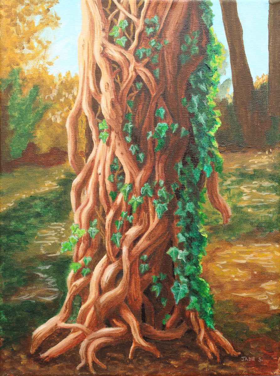 Love Knot - small tree painting by Jadu Sheridan