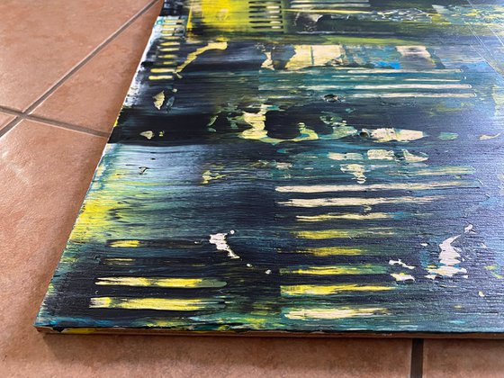 "That Will Leave A Mark" - FREE USA SHIPPING - Original PMS Abstract Acrylic Painting On Reclaimed Wood - 48" x 20"