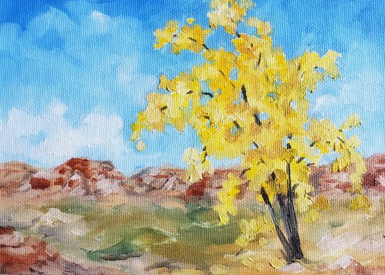 "Wind Through the Leaves" - Landscape - Badlands - Cottonwoods