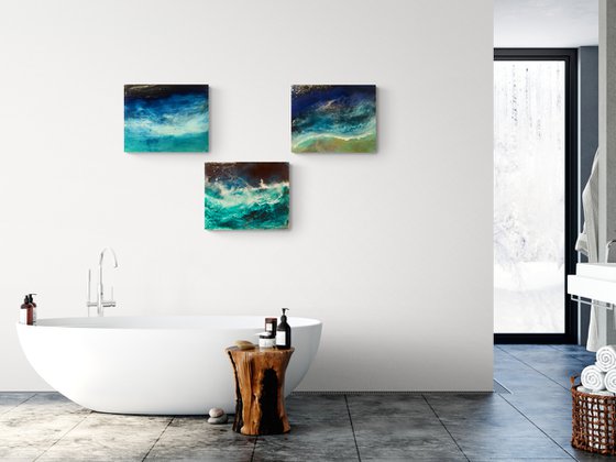 Seascape Waves, Water castles triptych