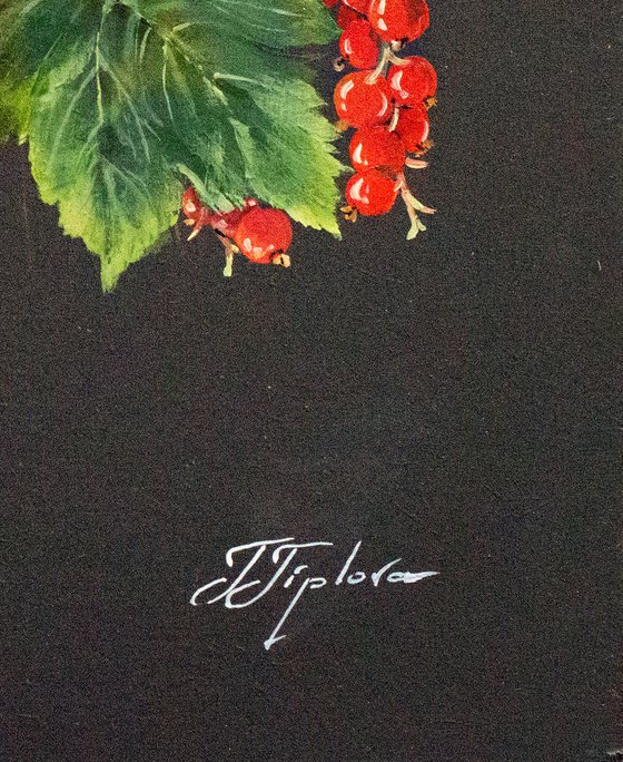 "FRUITS ON A GRAY BACKGROUND"
