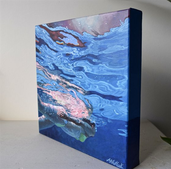 Underneath XIX - Miniature swimming painting