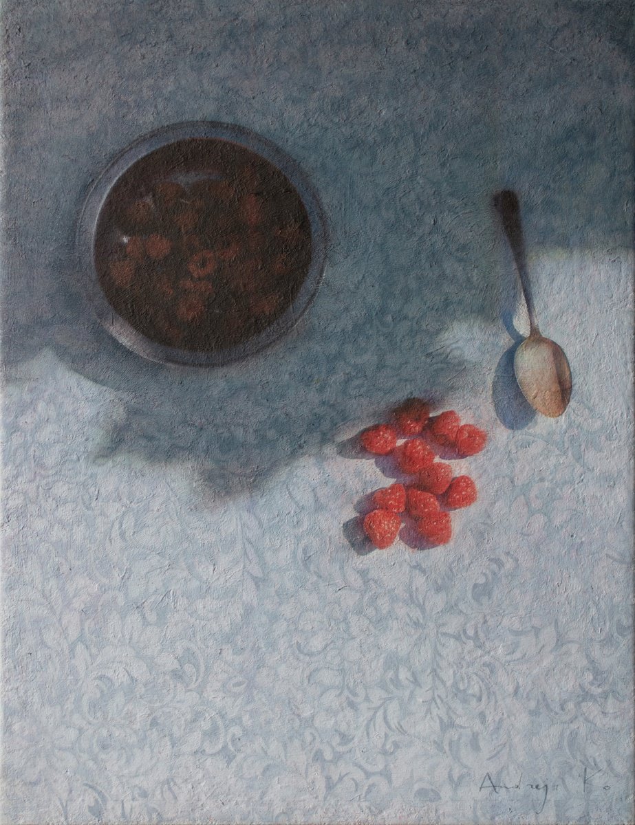 Photorealistic Still Life Acrylic Painting By Andrejs Ko, 20 X 26, Flowers In The Bottle, Original Artwork