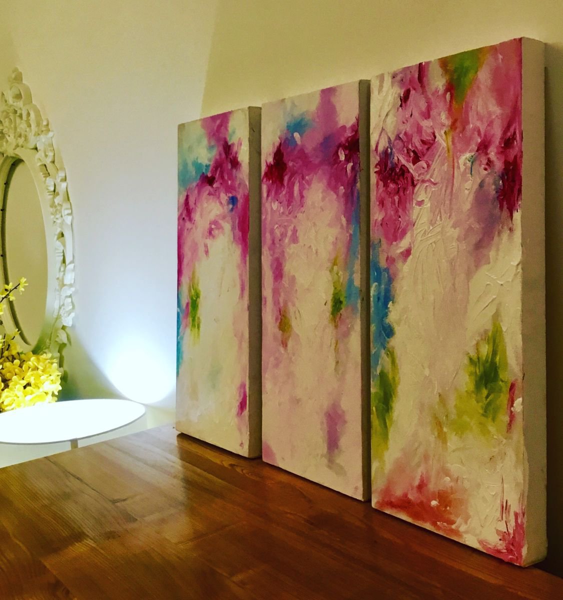 Abstract Acrylic Painting By Shabs Beigh, 8 X 20", Spring, Original Artwork