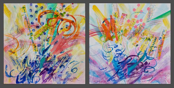 Joyful Noise #5, set of (2) panels of 16" square, for combined width of 32" x 16" h