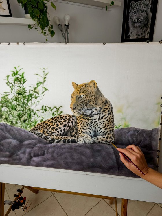 Golden Stillness Silk painting