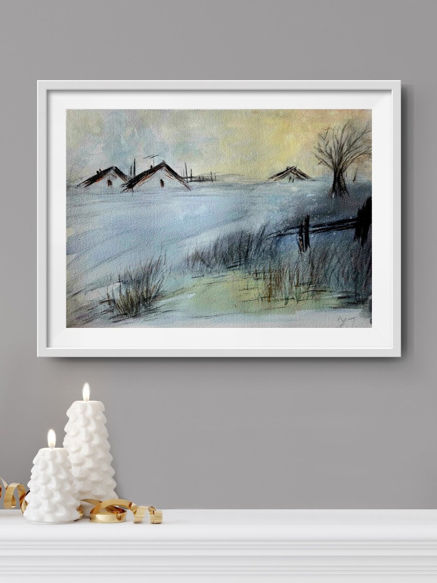 Expressive Watercolour , Beyond The Last Fence By Jenny Tsoneva, 15 X 11, Artwork For Sale On Artfinder
