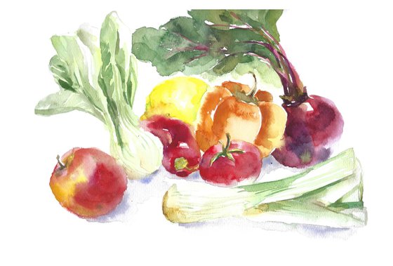 Vegetables fruit watercolor