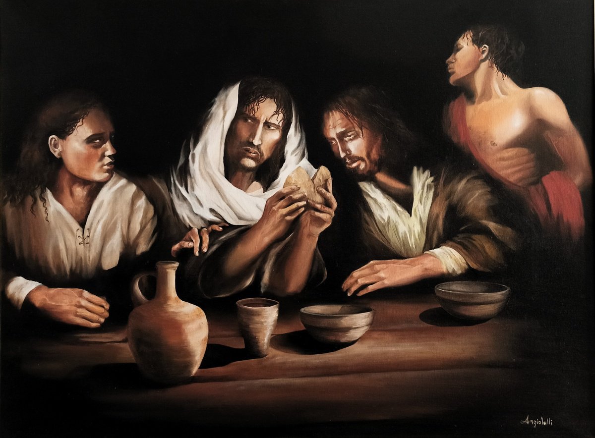 Photorealistic Portrait Oil Painting By Anna Rita Angiolelli, 31 X 24, Ultima Cena, Original Artwork
