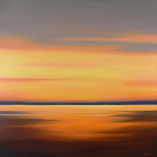 Golden Glow - Colorful Abstract Landscape by Suzanne Vaughan