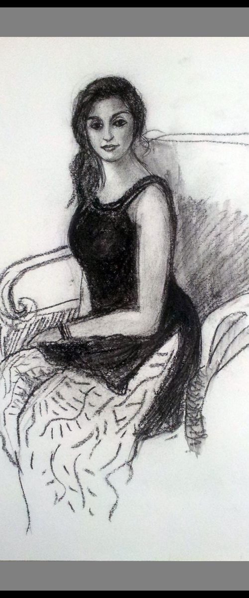 An Elegant Seated Woman by Asha Shenoy