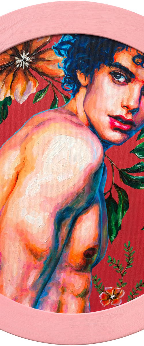 Boy on a Red Background 1 by Oleksandr Balbyshev