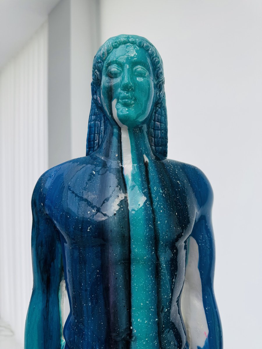 Urban And Pop Portrait Stone Sculpture By Antoni Dragan, 10 X 10, Kouros Reborn, Original Artwork