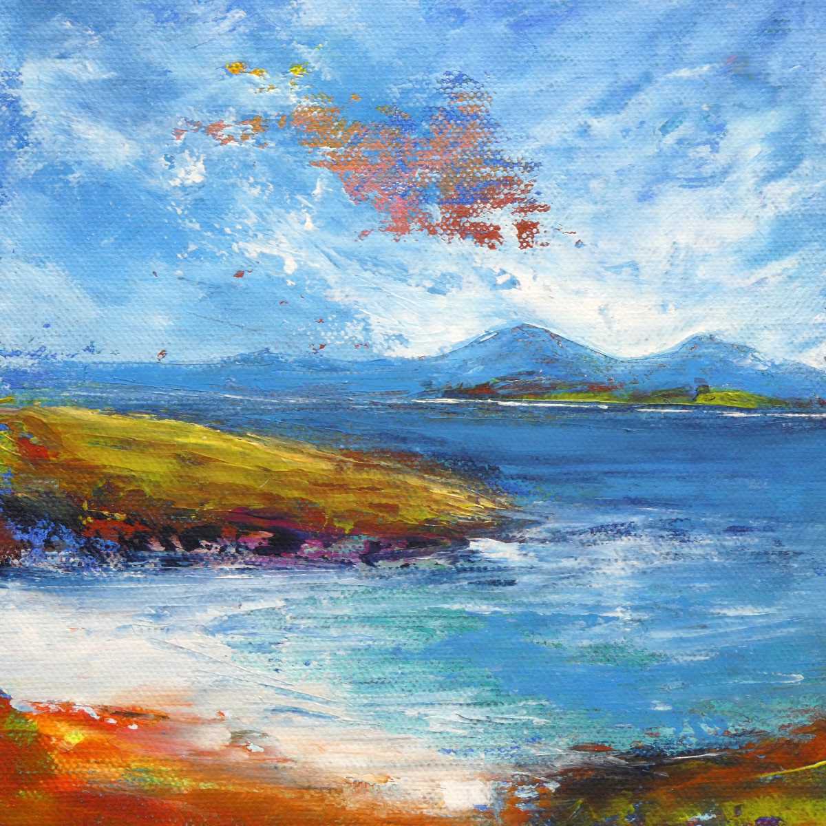 Impressionistic Landscape Acrylic Painting By Oconnart, 10 X 10", Islay Shores, Scotland, Original Artwork