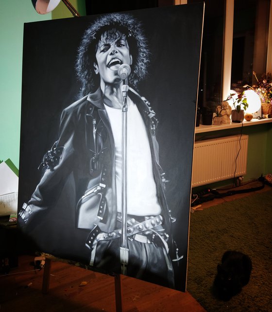 Michael Jackson portrait Original signed painting on canvas artwork present Idea fan gift Moonwalker MJ party wall-art King of pop music