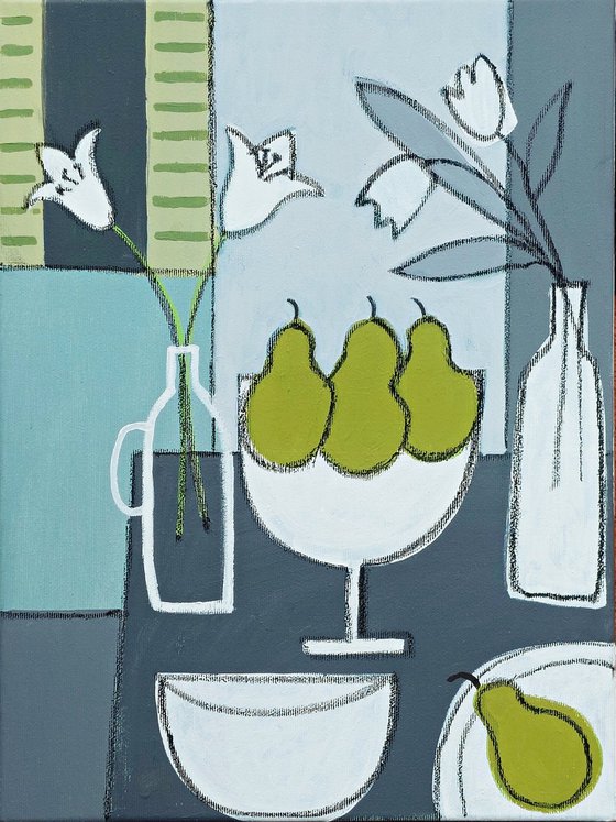 Still Life with 4 Pears II
